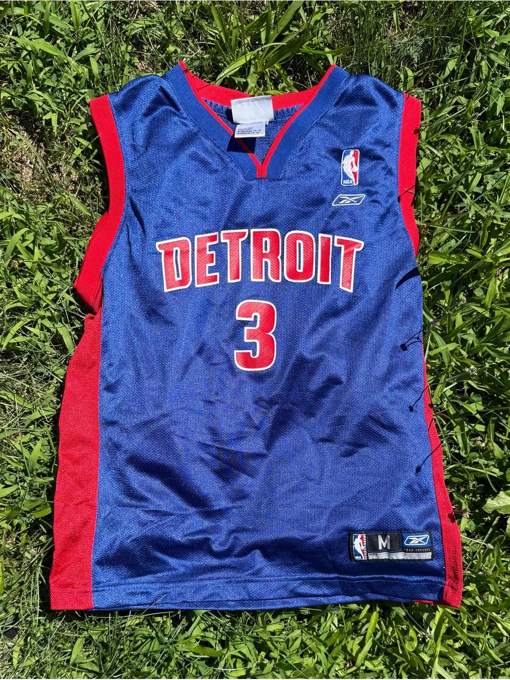 Vintage Detroit Pistons Ben Wallace #3 Jersey Red/Blue Basketball Youth Medium